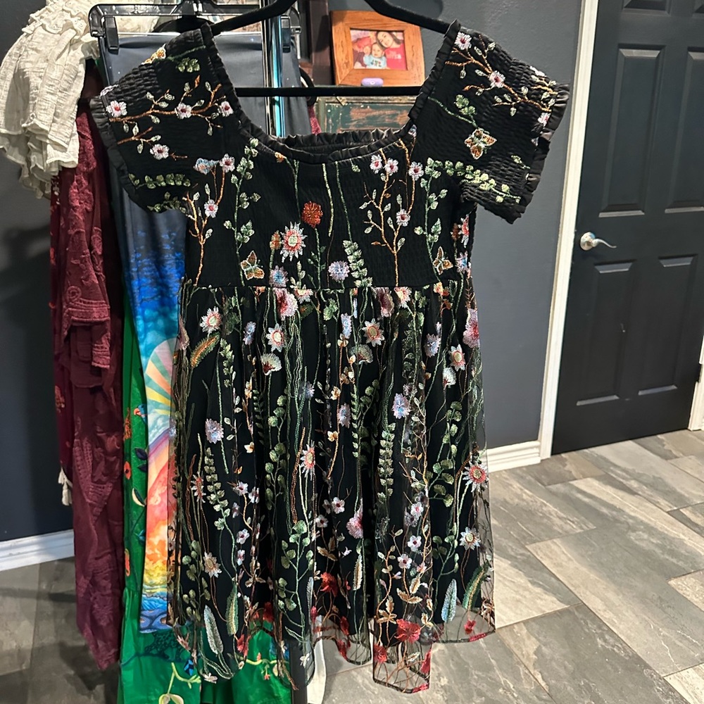 Torrid Black Floral Off-Shoulder mini Dress embroidered sheer size 1x 14 16 - Picture 11 of 11